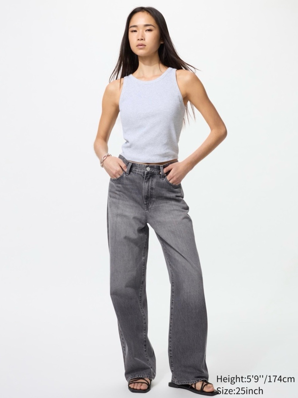 Uniqlo Straight Leg Jeans in Washed Gray